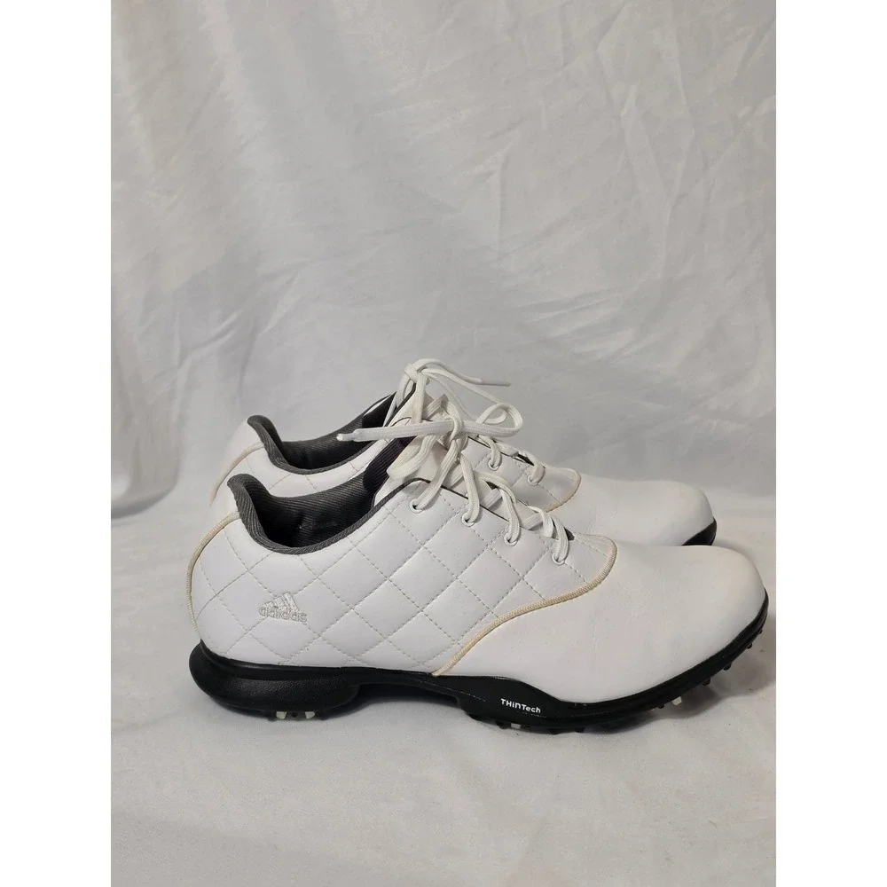 Adidas Fitfoam Clima White Quilted Leather Spiked Golf Shoes Womens 7.5 671305